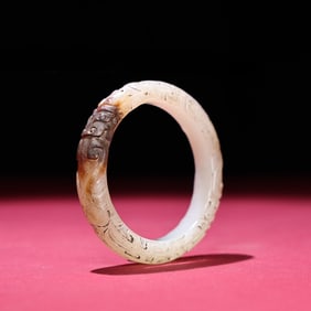 A Exquisite Hotan Jade Beast-Face Pattern Bracelets