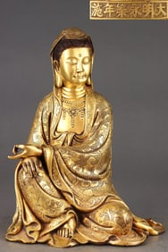 A Exquisite Gilt Bronze Avalokitesvara Ornament