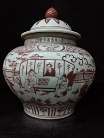 A Exquisite Underglaze-Red Figures Pattern Jar