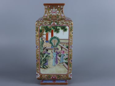 A Rare Enamel Outline in gold Figures Pattern Vase