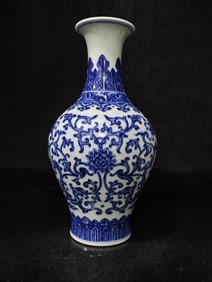 A Exquisite Blue and White Lotus Dragon Pattern Vase