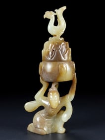 A Exquisite Hotan Jade Human-Shaped Censer