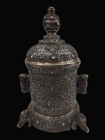 A Exquisite Gilt Silver Bronze Elephant-Feet Censer