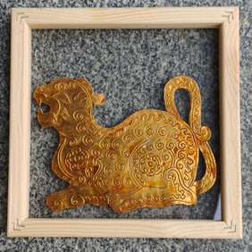 A Exquisite Bronze Gilt Tiger-Shaped Gold Leaf