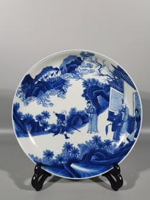 A Exquisite Blue and White Figures Pattern Plate