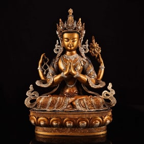 A Exquisite Gilt Bronze Nine-strand Vajra from Old Tibet Temple