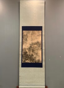 A Chinese Vertical Scroll Ink Painting of Landscape on Paper