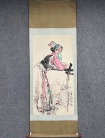 A Chinese Vertical Scroll Ink Painting of Figure on Paper