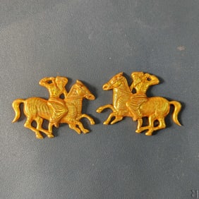 A pair of Exquisite Bronze Gilt Horse Accessory