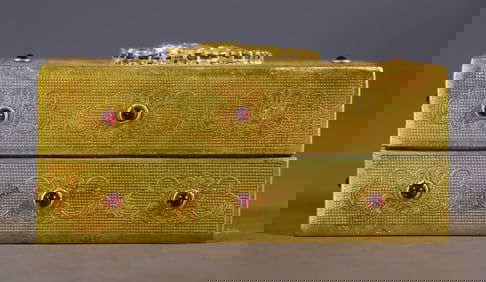 A box of Exquisite Gilt Bronze Inlaid Gems Scripture