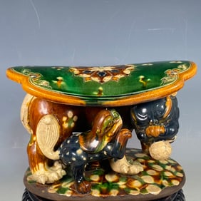 A Exquisite Liao Dynasty Porcelain Tri-Color Glazed Imperial Pillow