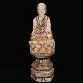 A Rare Cizhou yao Seated on Lotus Buddha Statue