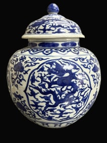 A Exquisite Blue and White Dragon Pattern Jar