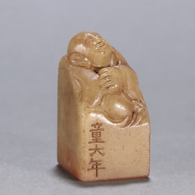 A Rare Shoushan Stone Buddha Statue Seal