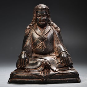 A Exquisite Bronze High-Relief Carved Gilt Statue of Guru Marpa