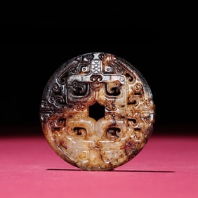 A Exquisite Hotan Jade Beast-Face Pattern Jade Bi