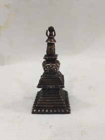 A Exquisite Gilt Silver Bronze Stupa