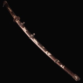 A Exquisite Bronze High-Relief Carved Gilt Silver Knife