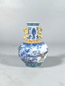 A Exquisite Doucai Figures Pattern Double-Ears Vase