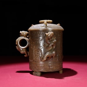 A Exquisite Hotan Jade Dragon-Ears Cup