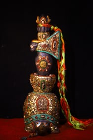 A Exquisite Meteorite Carved Inlaid Dzi bead Gems Tortoise Ornament