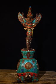 A Exquisite Meteorite Carved Inlaid Dzi bead Gems Tortoise Ornament