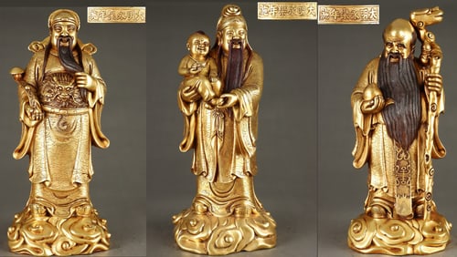 A Set of Exquisite Gilt Bronze Figures Ornament