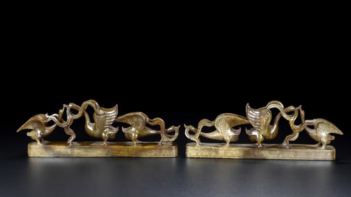 A pair of Exquisite Hotan Jade Crane Pattern Ornament