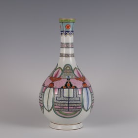 A Rare  Famille Rose Taotie Pattern Vase