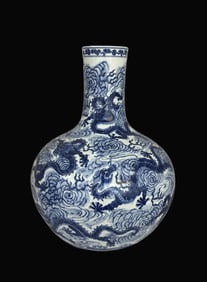 A Exquisite Blue and White Dragon Pattern Vase