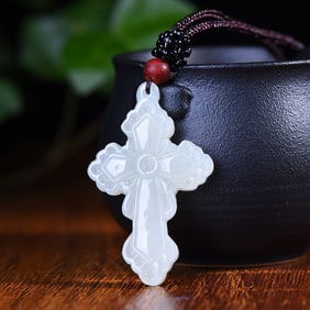 A Exquisite Hotan Jade Cross Pendant
