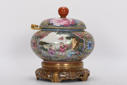 A Rare Enamel Figure Pattern Covered Jar