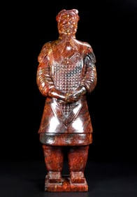 A Rare Hetian Jade Terracotta Warrior and Horse