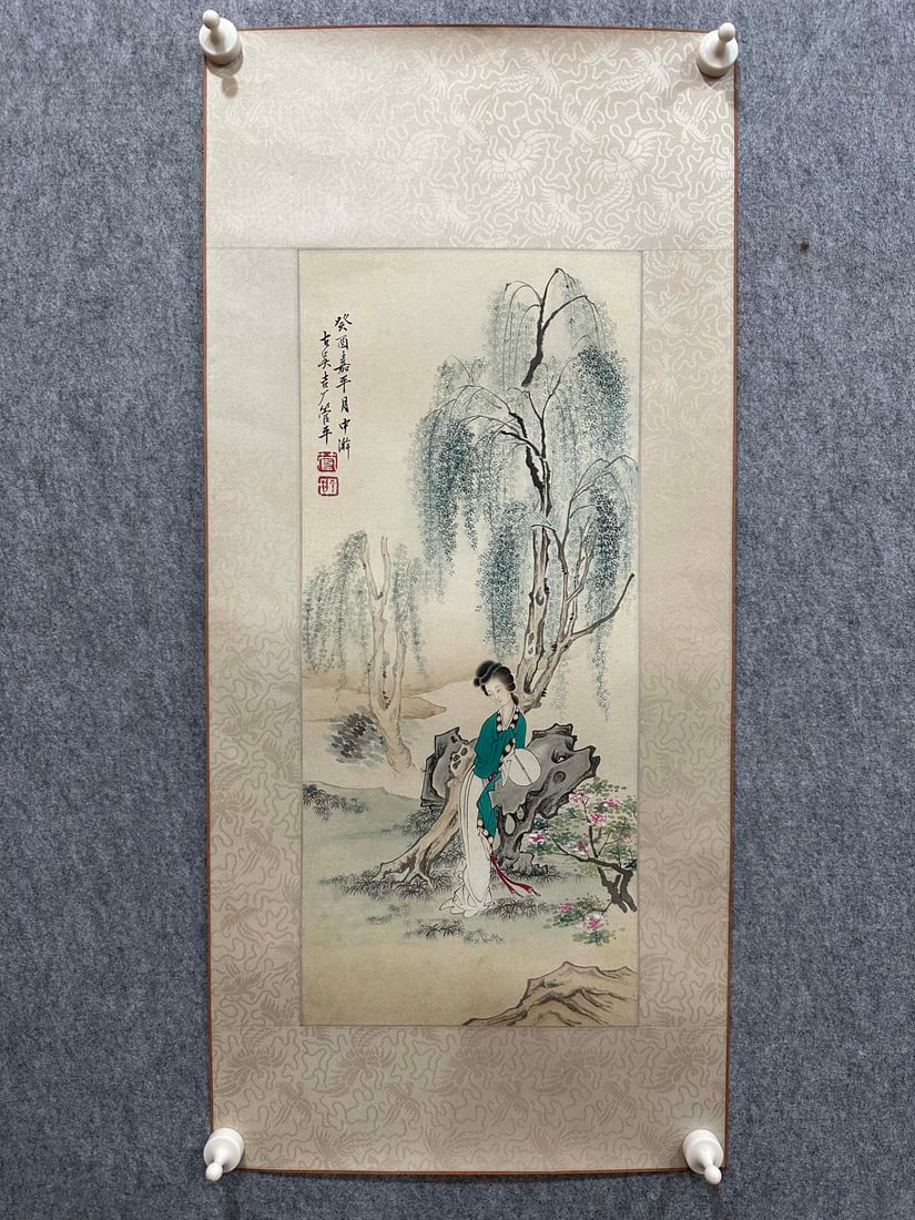 A Chinese Ink Figure Painting on Paper: A Chinese Ink Figure Painting on Paper,Modern Time of China,Guan Pinghu,Size:10.2inx23.6in(Without frame) 