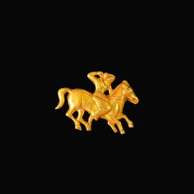 A Exquisite Bronze Gilt Horse Handheld Ornament