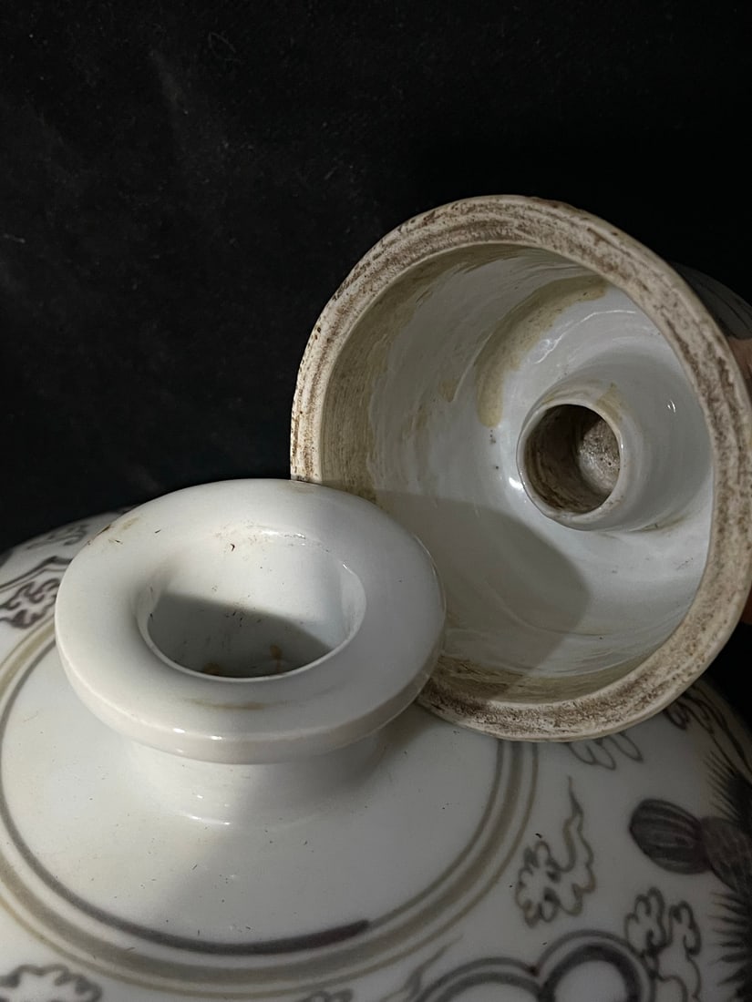 A Exquisite White Glaze Ink Color Dragon Pattern Vase - 6