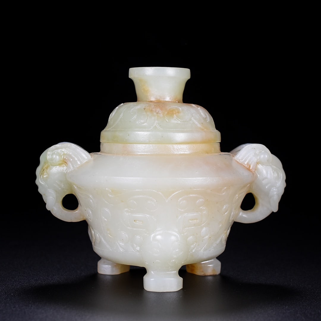 A Exquisite Hetian Jade Elephant-Ears Censer - 3