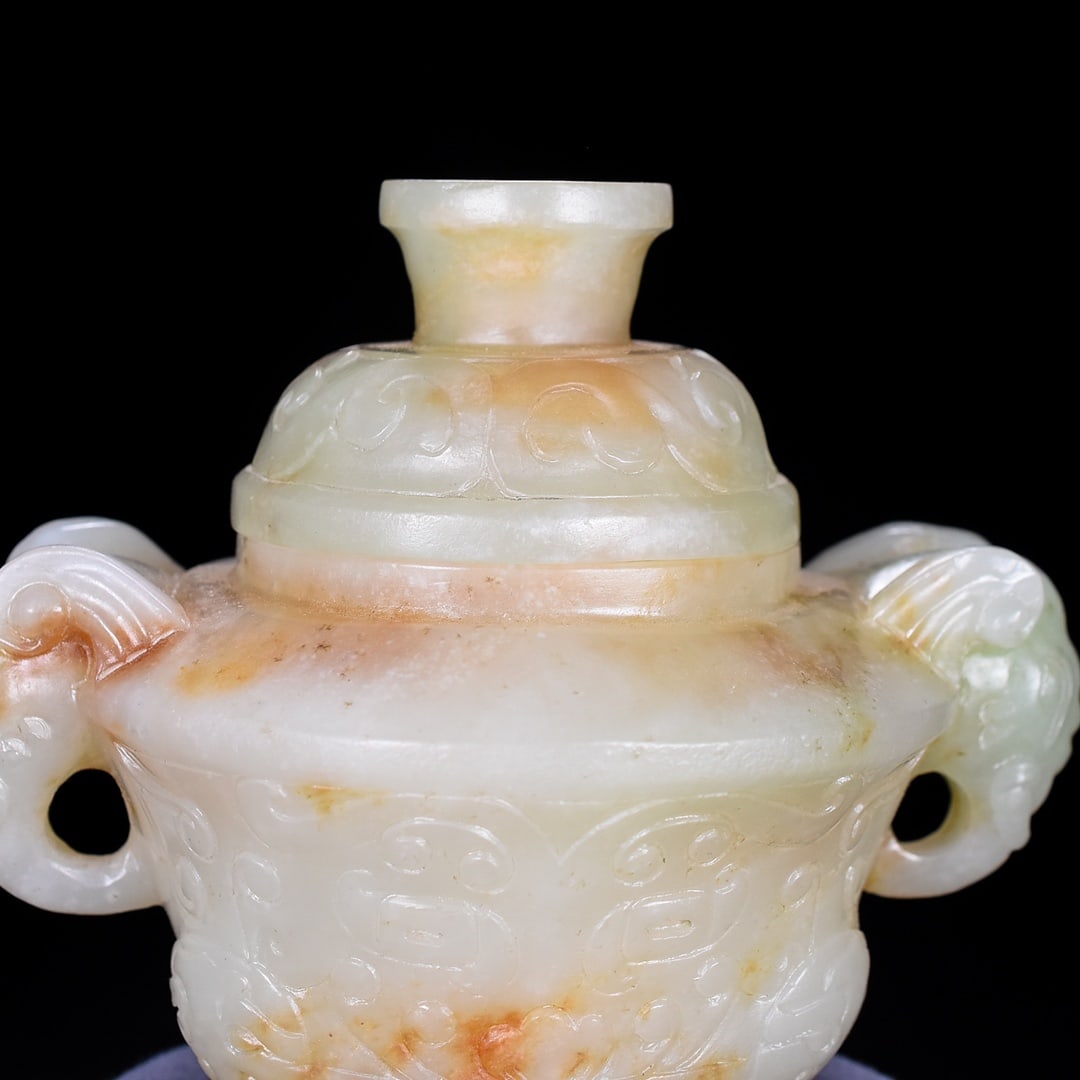 A Exquisite Hetian Jade Elephant-Ears Censer - 4