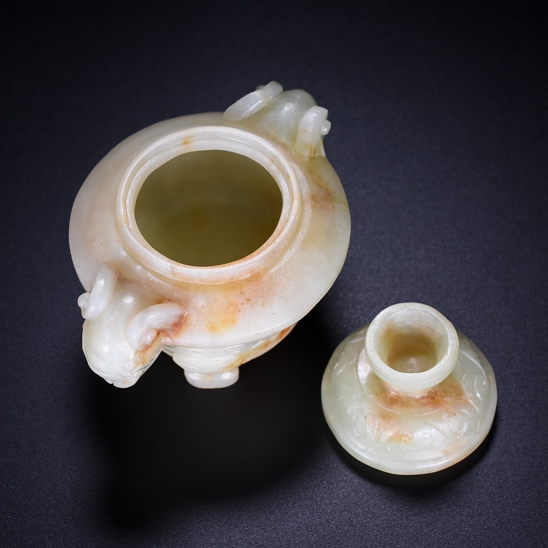 A Exquisite Hetian Jade Elephant-Ears Censer - 6