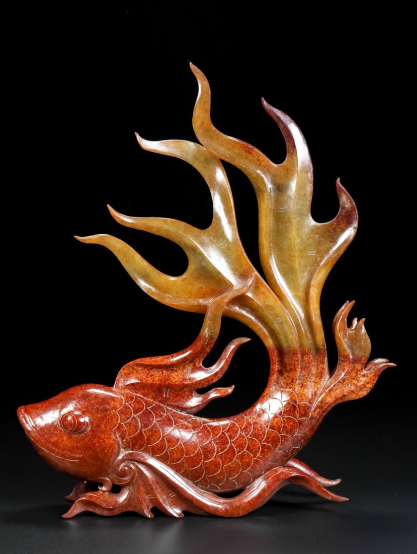 A Exquisite Hetian Jade Fish Ornament - 2