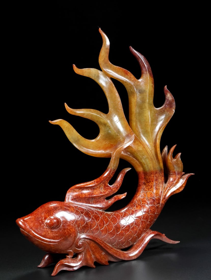 A Exquisite Hetian Jade Fish Ornament - 5