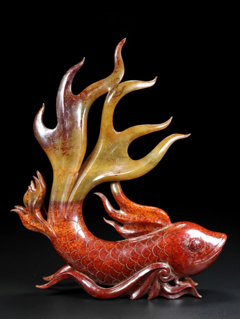 A Exquisite Hetian Jade Fish Ornament - 7