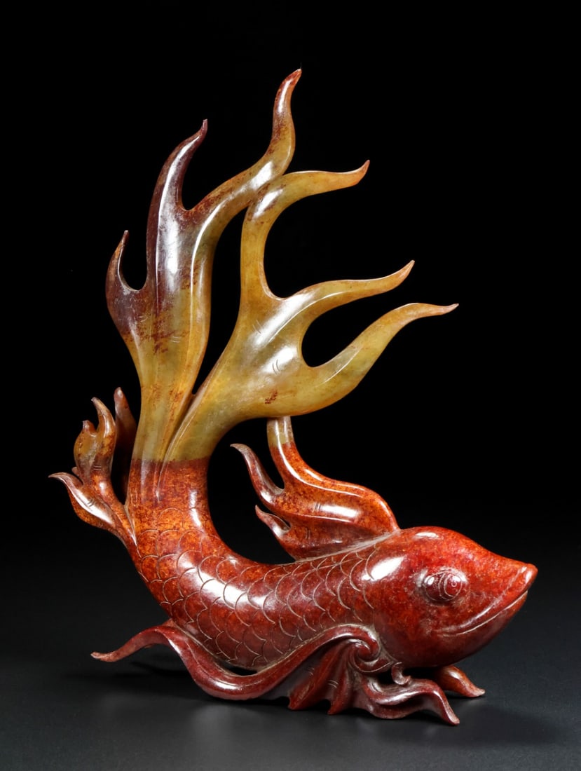 A Exquisite Hetian Jade Fish Ornament - 8