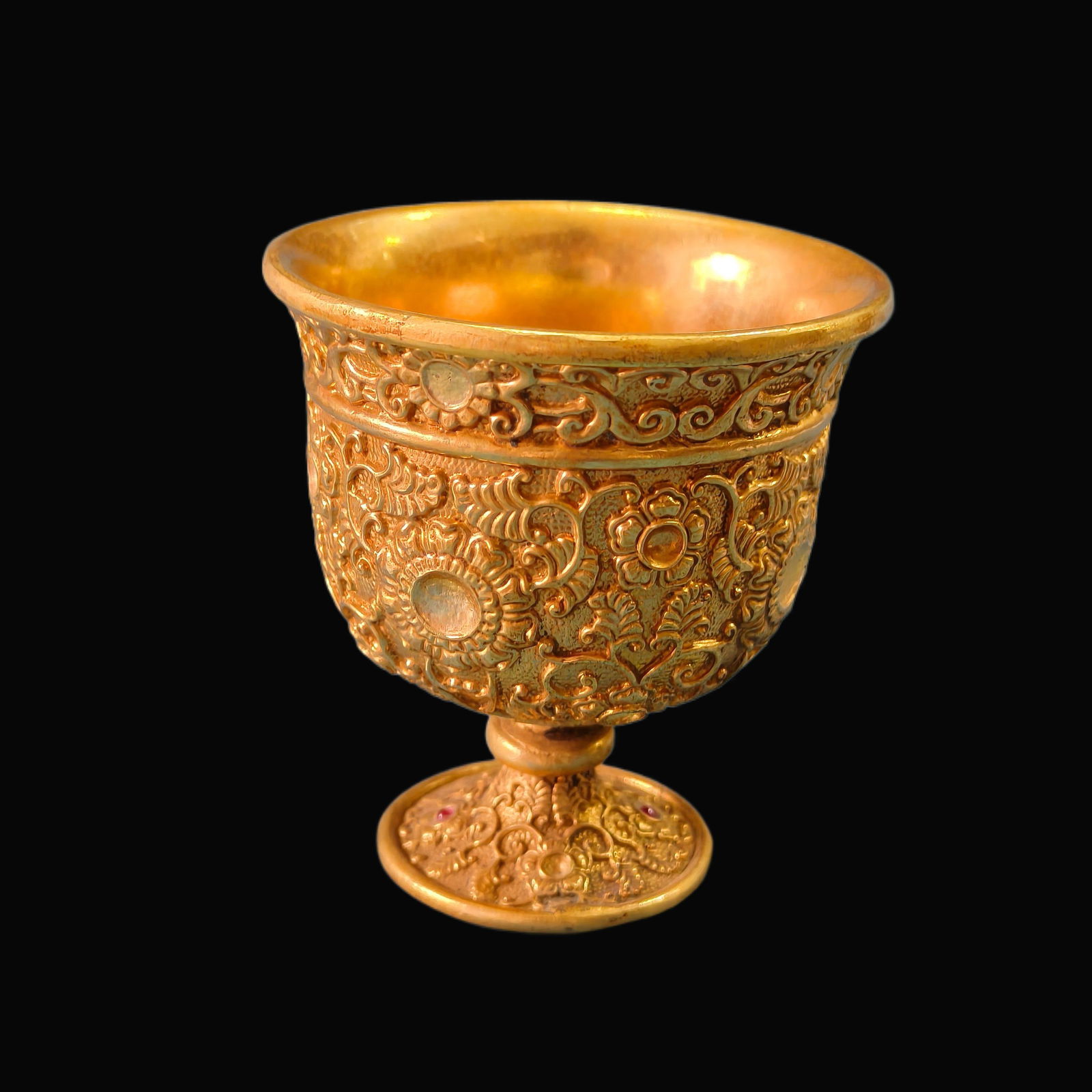 A Exquisite Bronze Gilt Lotus Pattern Cup - 4