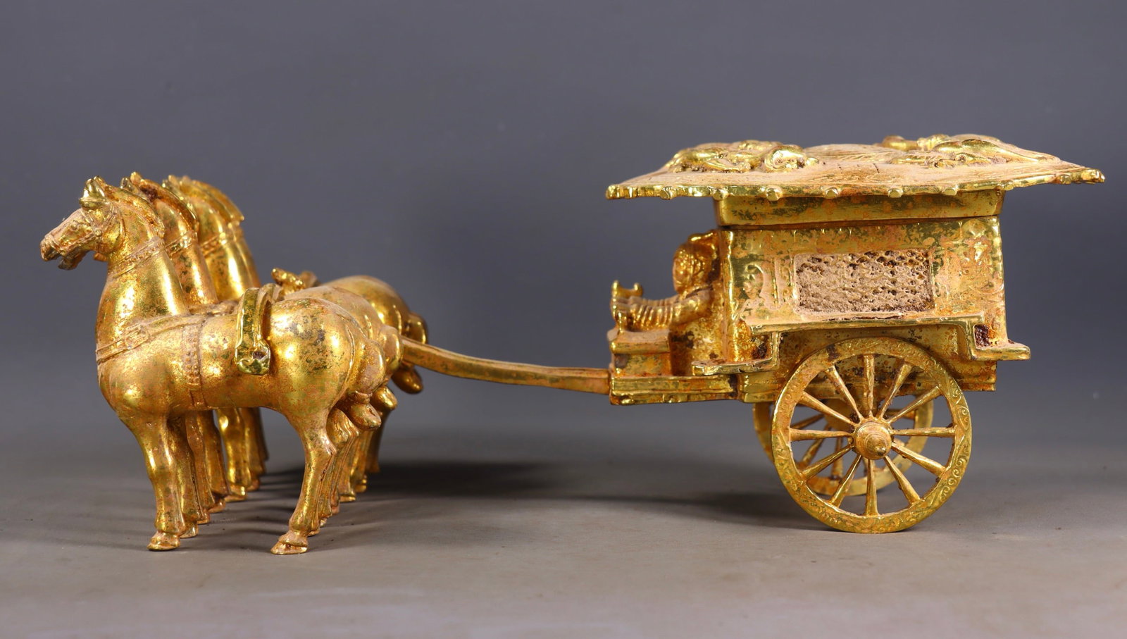 A set of Exquisite Gilt Bronze Horse Draw Cart (1 of 9)