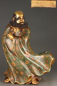 A Exquisite Gilt Bronze Arhat Ornament