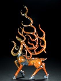 A Rare Hetian Jade Deer Linking Luck Ornament