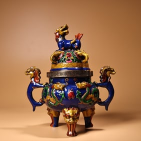 A Exquisite Coppery Inlaid Cloisonne Enamel Censer