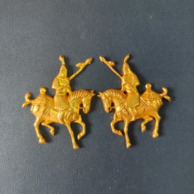 A pair of Exquisite Bronze Gilt Horse Handheld Ornament
