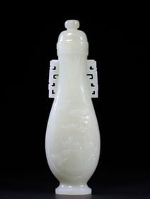 A Exquisite Hetian Jade Pine and Bamboo Pattern Vase